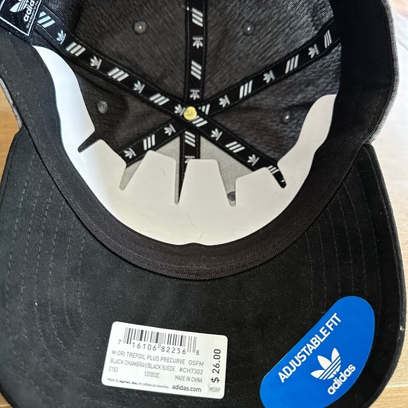 adidas Black Chambray/Suede Precurve Snapback Adjustable Hat NWT - Picture 5 of 5